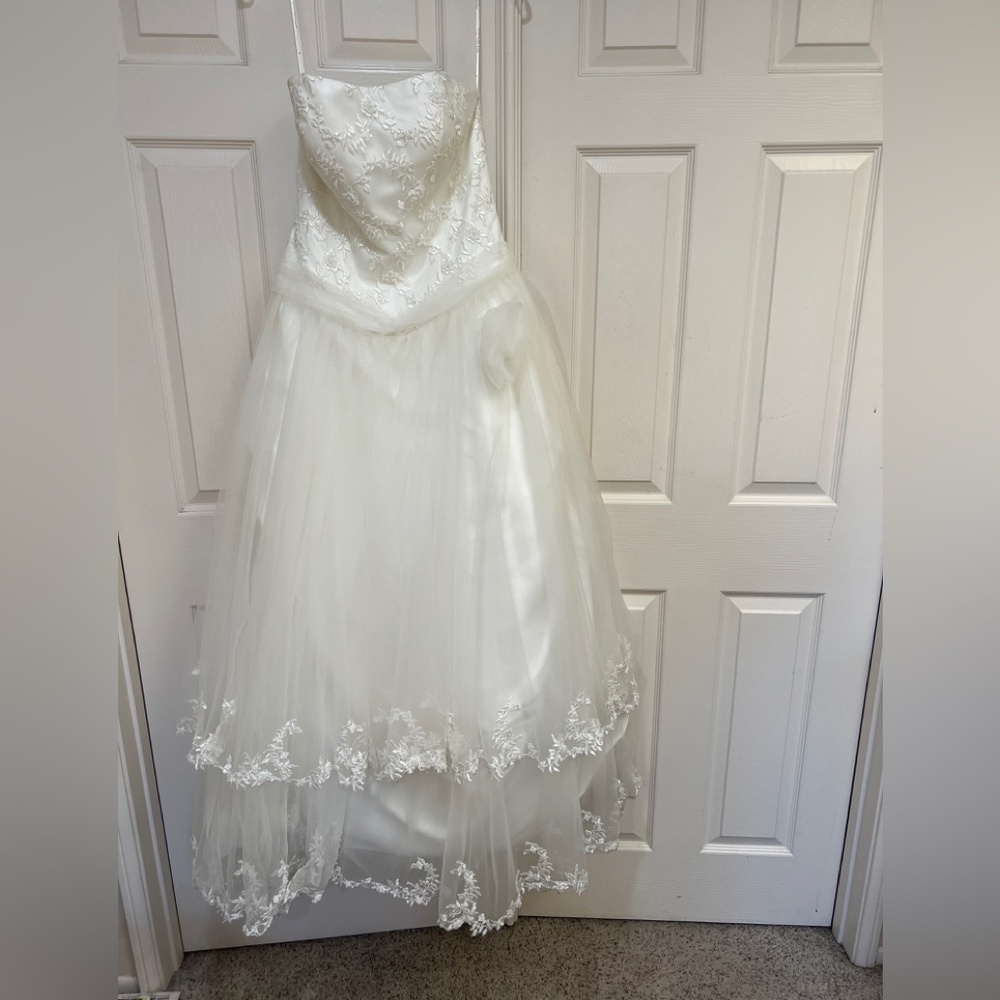 Monique Luo Strapless Beaded Ball gown Traditional Wedding‎ Dress David's Bridal